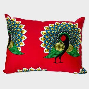 Ankara pillow Red Peacock